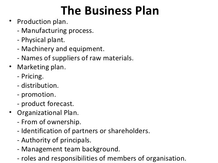 Production process of business plan