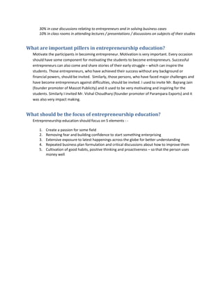 Entrepreneurship education challenges and opportunities in indian ...