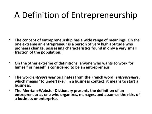 The Term Entrepreneurship