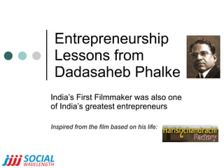 Entrepreneurship Lessons from Dadasaheb Phalke India’s First Filmmaker was also one of India’s greatest entrepreneurs  Inspired from the film based on his life: 