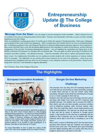 Entrepreneurship Newsletter @ The College of Business