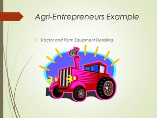 Agri-Entrepreneurs Example


Tractor and Farm Equipment Detailing

 