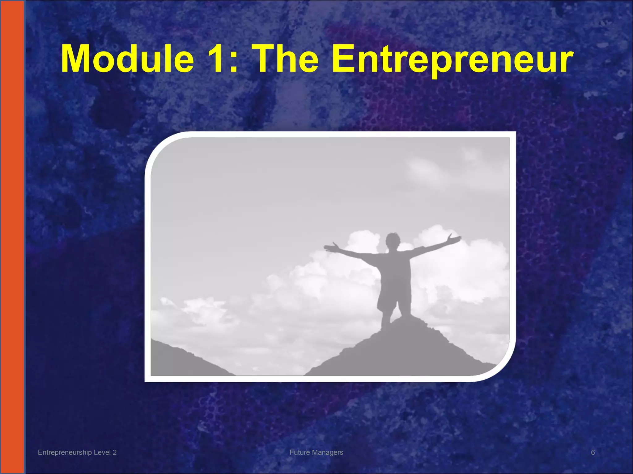 Module 1: The Entrepreneur Entrepreneurship Level 2 Future Managers 