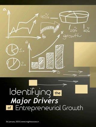 Identifying the
Major Drivers
of Entrepreneurial Growth
36 | January, 2023 | www.insightssuccess.in
 