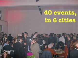 40 events,
in 6 cities
 
