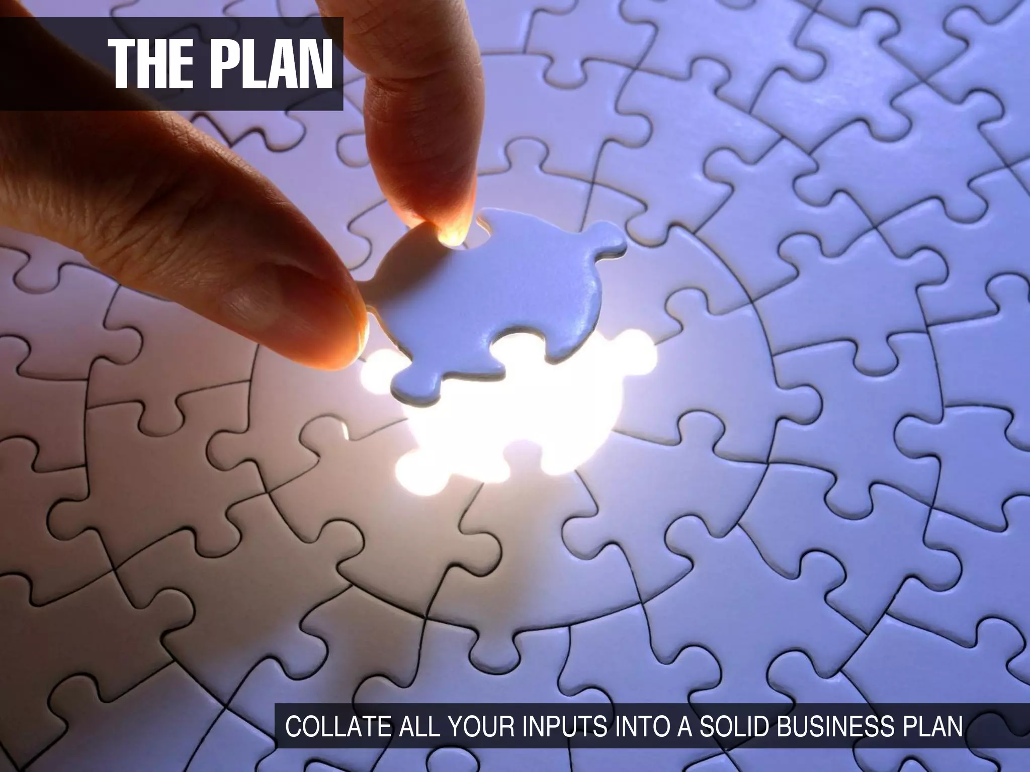 COLLATE ALL YOUR INPUTS INTO A SOLID BUSINESS PLAN
 