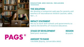 THE SOLUTION
We develop a companion web-app for parents and
teachers of neurodiverse children (autism, adhd,
dys-,...).
IM...