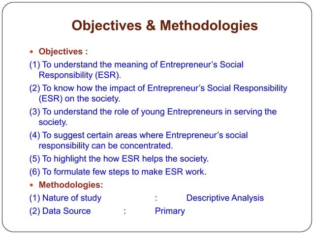 Entrepreneur’s social responsibility (esr) | PPTX