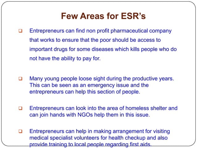 Entrepreneur’s social responsibility (esr) | PPTX