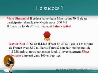 La methode synopp,
• Une alternative au lourd business plan & au lean strart up
• Un projet d'entreprise part avant tout d'une intuition et se conclut
par des opportunités d'affaires.
• RÉFLEXIONS-DÉCISIONS-ACTIONS : DÉMARCHE MOTIVANTE POUR
L’ENTREPRENEUR
• La méthode SynOpp prône l’accompagnement de l’entrepreneur
dans l’action. Le porteur de projet envisage des hypothèses en
fonction desquelles il décide de continuer sa démarche
entrepreneuriale. Ainsi, il se familiarise avec son environnement.
Au fur et à mesure,
• Il est capable de porter un regard critique sur son projet : « Suis-je
le bon entrepreneur, avec le bon projet, au bon endroit et au bon
moment ? ».
• GO NO GO ? Si c’est le cas, l’entrepreneur peut décider de
continuer le processus d’élaboration de son projet.
•
Sinon, il doit réfléchir aux possibilités de l’adapter. ..

 