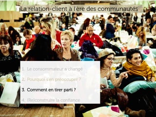 www.15marches.fr
1.  Le consommateur a changé
2.  Pourquoi s’en préoccuper ?
3.  Comment en tirer parti ?
4.  (Re)construire la conﬁance
La relation-client à l’ère des communautés
 