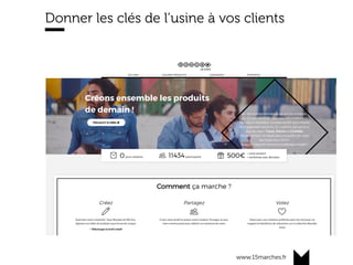 www.15marches.fr
Donner les clés de l’usine à vos clients
 