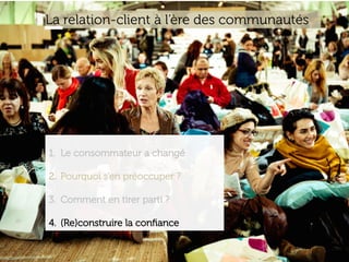www.15marches.fr
1.  Le consommateur a changé
2.  Pourquoi s’en préoccuper ?
3.  Comment en tirer parti ?
4.  (Re)construire la conﬁance
La relation-client à l’ère des communautés
 