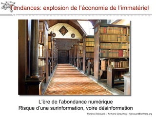 Tendances: explosion de l’économie de l’immatériel L’ère de l’abondance numérique Risque d’une surinformation, voire désinformation 