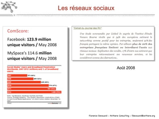 Les réseaux sociaux Ao ût 2008 