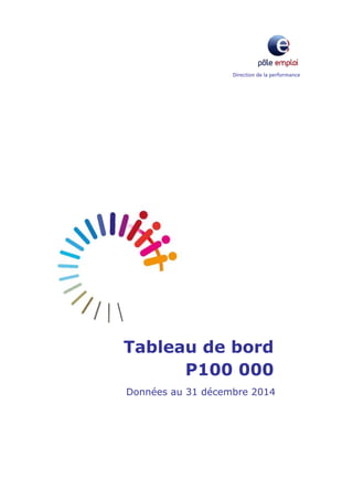 Direction de la performance
Tableau de bord
P100 000
Données au 31 décembre 2014
 