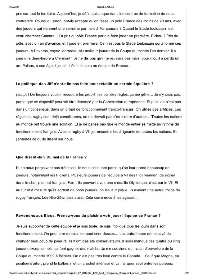 Entretien Avec Jean Claude Skrela Dans Midol