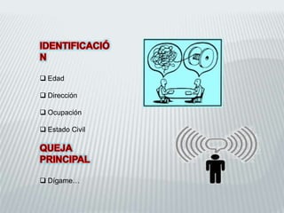  Edad
 Dirección
 Ocupación
 Estado Civil
 Dígame…
 