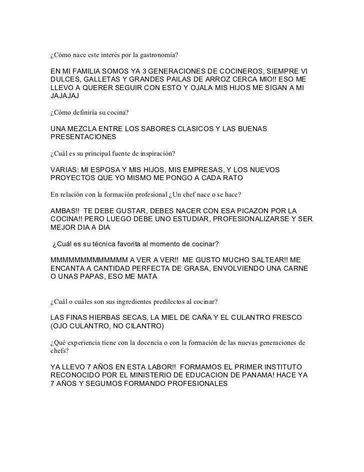 preguntas para una entrevista de gastronomia entrevista a chef luis preguntas para una entrevista de gastronomia entrevista a chef luis