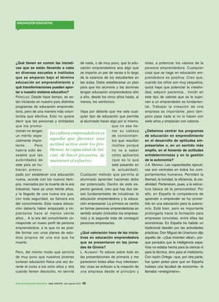 INNOVACIÓN EDUCATIVA




¿Qué tienen en común las iniciati-      de nada, o de muy poco, que la edu-      otras, a potenci...