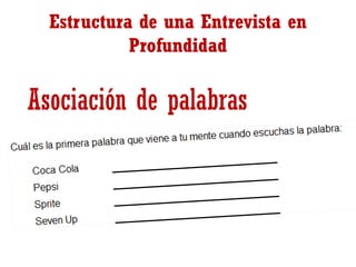 Estructura de una Entrevista en
Profundidad

Asociación de palabras

 