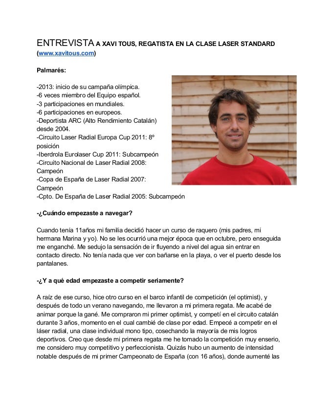 preguntas para entrevista jugador futbol entrevista a xavi tous regatista en la clase laser standard preguntas para entrevista jugador futbol entrevista a xavi tous regatista en la clase laser standard