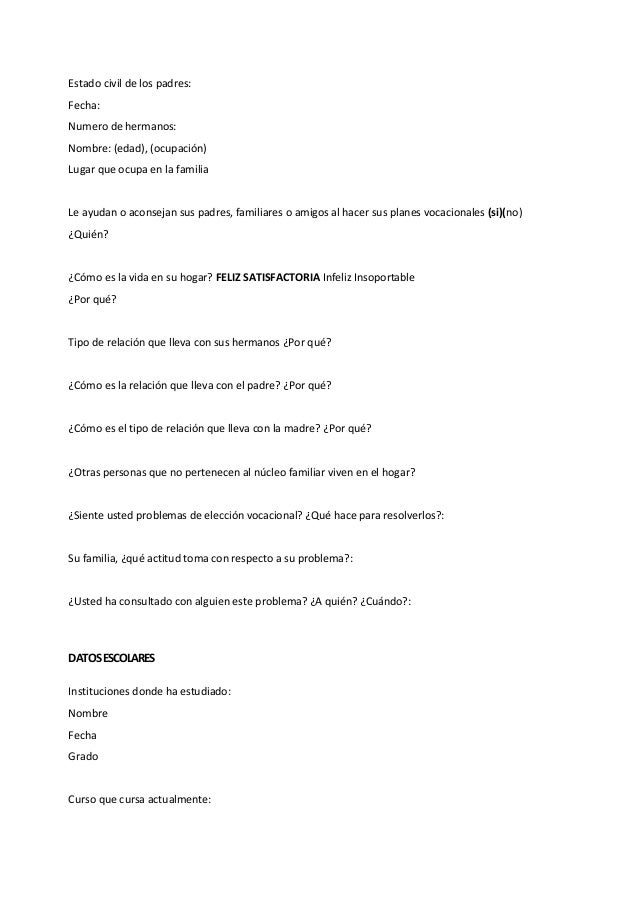 preguntas para una entrevista escolar a un familiar entrevista para orientaci 243 n vocacional formato preguntas para una entrevista escolar a un familiar entrevista para orientaci 243 n vocacional formato