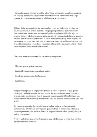 Entrevista personal con los padres de un alumno