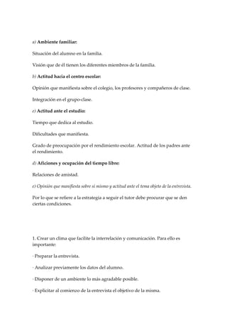 Entrevista personal con los padres de un alumno