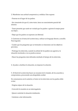 Entrevista personal con los padres de un alumno
