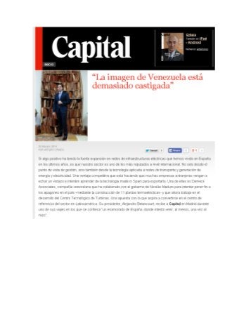 La revista Capital entrevista a Alejandro Betancourt Lopez, presidente de Derwick 