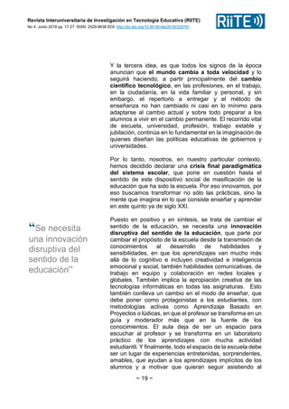 Revista Interuniversitaria de Investigación en Tecnología Educativa (RIITE)
No 4. Junio 2018 pp. 17-27 ISSN: 2529-9638 DOI...