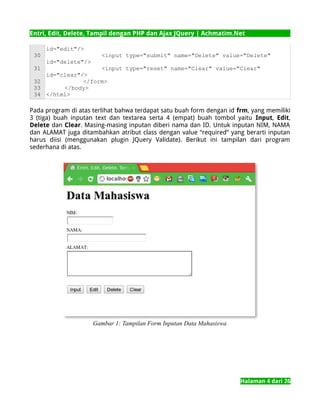 Entri, Edit, Delete, Tampil (CRUD) dengan PHP dan Ajax JQuery | PDF