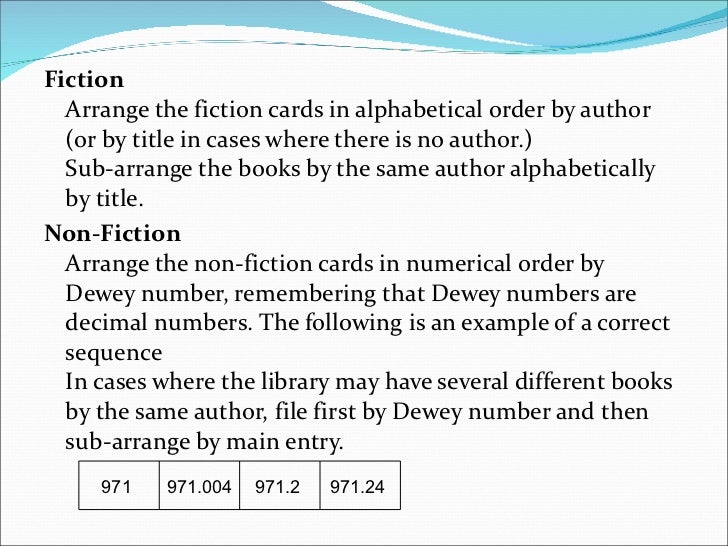 Catalogue Entry Format