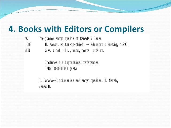 Catalogue Entry Format