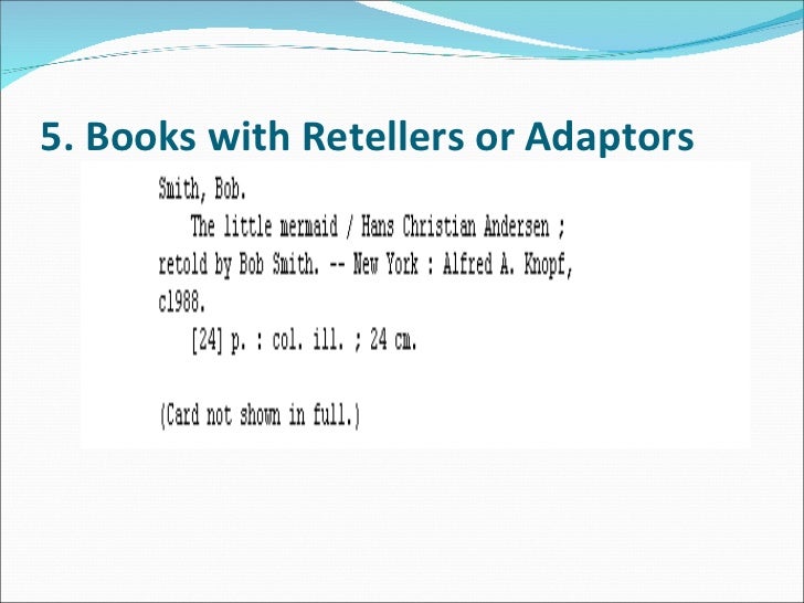 Catalogue Entry Format