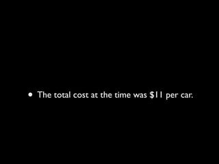 • The total cost at the time was $11 per car.
 