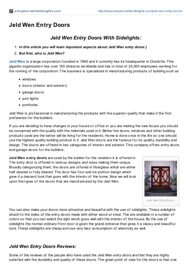 Jeld Wen Entry Doors