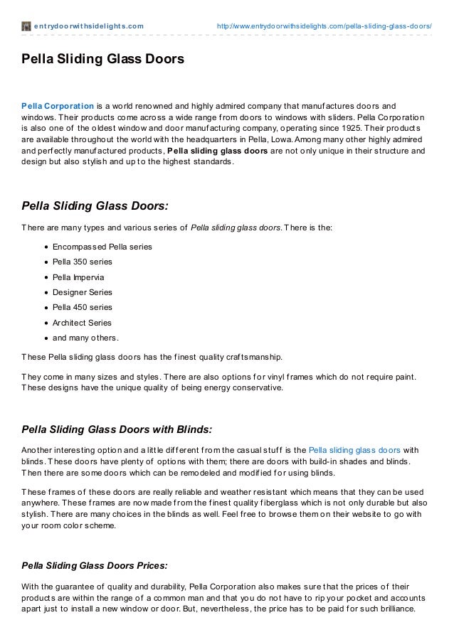 Pella Sliding Glass Doors