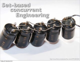 Set-based
     concurrent
       Engineering




                             http://www.ﬂickr.com/photos/free-stock/4791854504/
Freitag, 26. November 2010
 