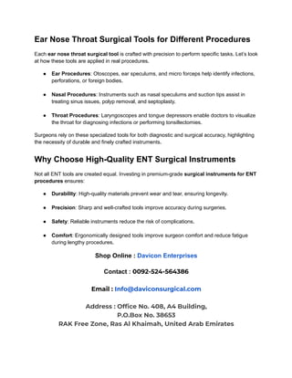 ENT Surgical Instruments | Daviocn Surgical | PDF