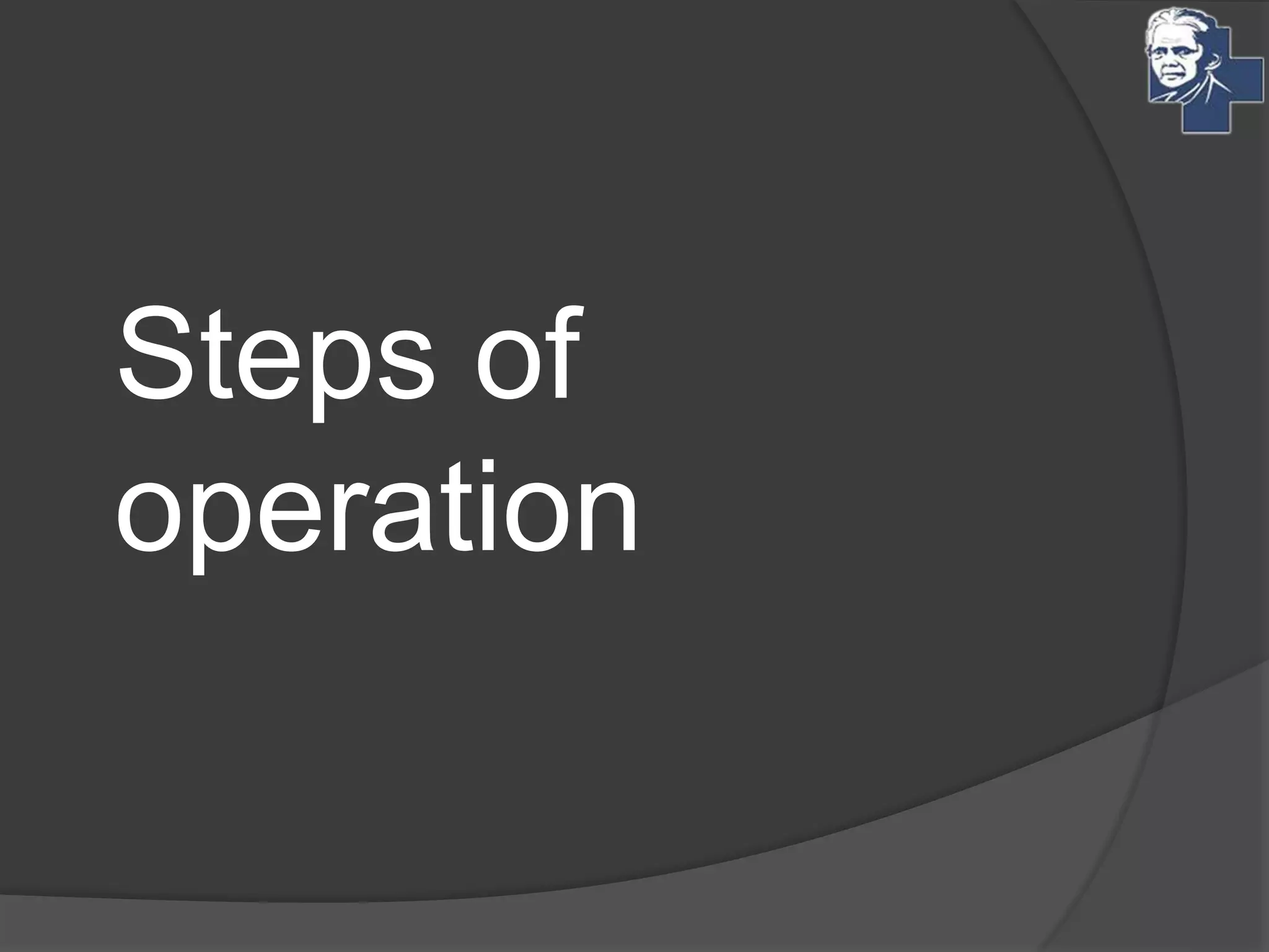 Steps of
operation
 