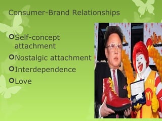 Consumer-Brand Relationships


Self-concept
 attachment
Nostalgic attachment
Interdependence
Love


                               1-16
 