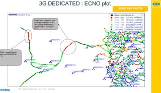 MTN - Nokia MS Performance | 2017-11-03 | Page 24 (5)
3G DEDICATED : ECNO plot
ECNO BAD PATCH
Poor EcNo caused by poor
coverage on EN0517V at
3km,closest Site EN0032
appears off Air During DT
P14
EcNo caused by poor
rage from EN0210Z at
P15
 