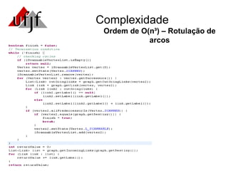 Complexidade Ordem de O(n³) – Rotulação de arcos 