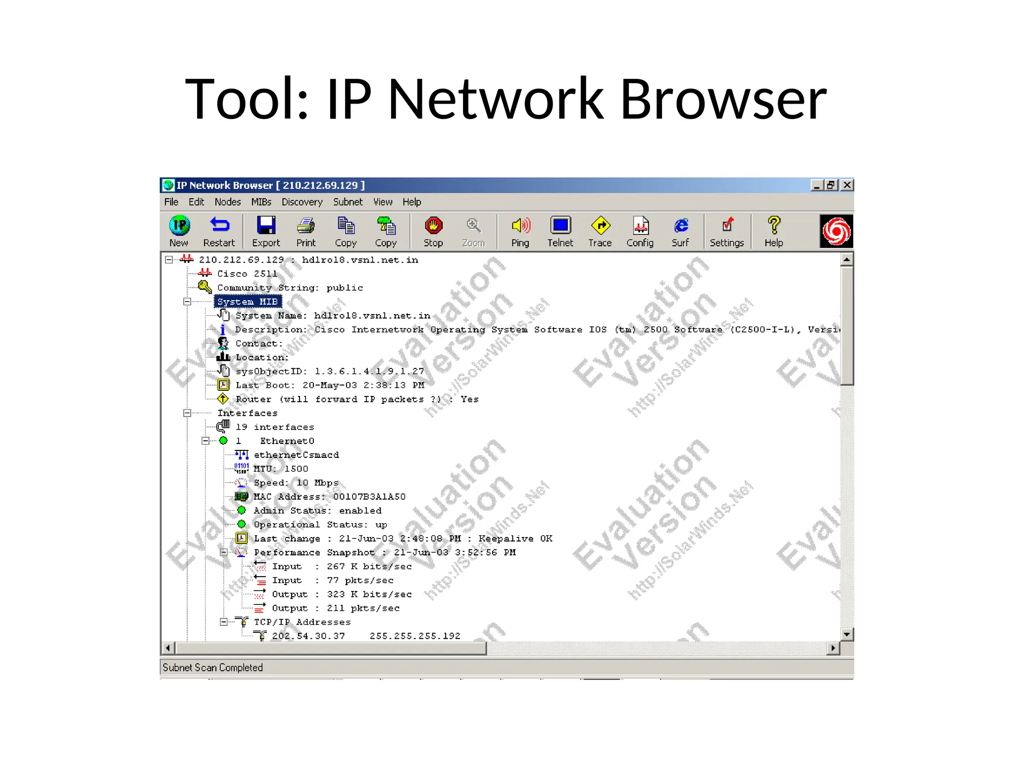 Tool: IP Network Browser
 