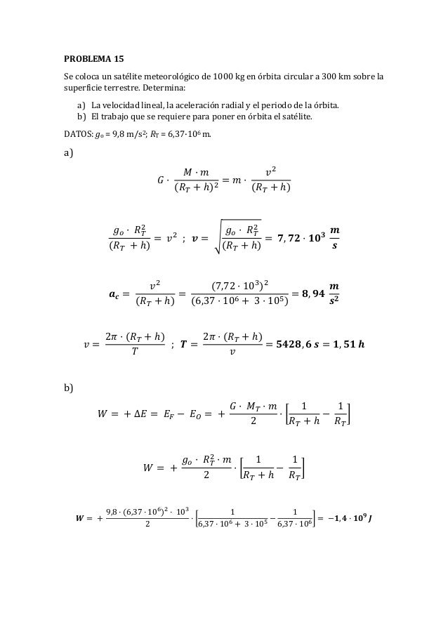 Resolucion Problemas De Campo Gravitatorio