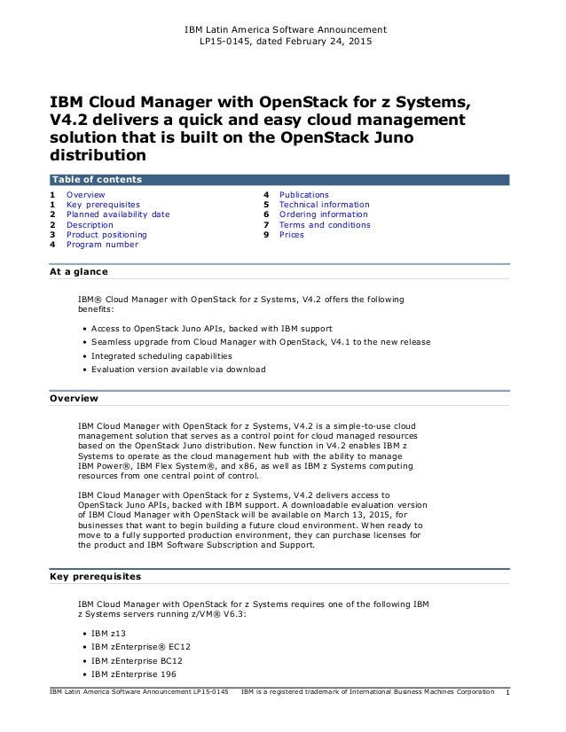 Carta de anúncio IBM - IBM Cloud Manager with OpenStack 