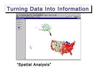 “Spatial Analysis” – not just a map
Turning Data Into InformationTurning Data Into Information
 