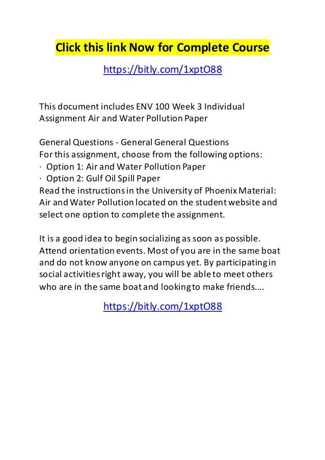 air and water pollution assignment